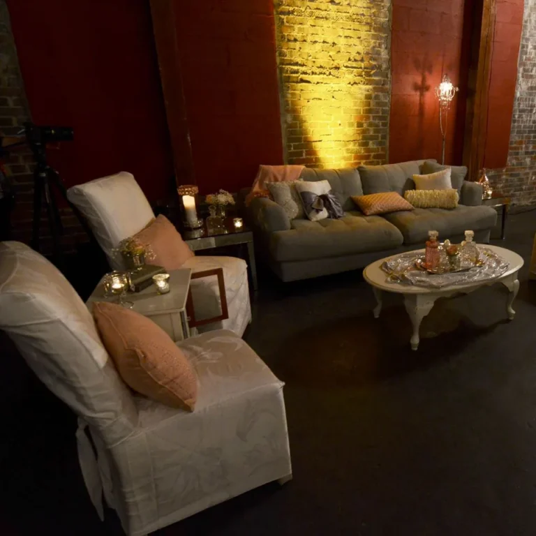 Lounge seating vignette set up inside the depot