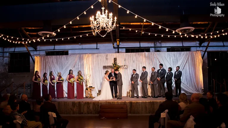 A real wedding ceremony on the stage at Depot Square Events, Gallatin